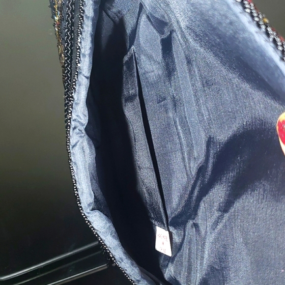 Vintage Art Deco Very So Cute Beaded Black Crossbody Mini Purse. Evening Bags. - Picture 9 of 12